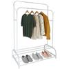 Relaxdays Appendiabiti Relaxdays, H x L x P: 155 x 110 x 55 cm, 2 Ripiani e 2 aste, 4 Ganci, Doppio Appendiabiti, Bianco