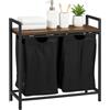 Relaxdays Cestello portabiancheria, 2 cesti Estraibili, con ripiano, H x L x P: 72 x 73 x 33 cm