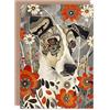 Artery8 Dog Lover Pet Portrait Flowers Floral Folk Art Blank For Him Or Her Art Birthday Card