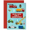 Central 23 Geburtstagskarte für Jungen - 'ALLES GUTE ZUM 2. GEBURTSTAG' - LKW und Auto - Alter 2 - Geburtstagskarten für Kinder - 2 Jahre alt - mit Aufklebern - von