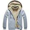 Generic Felpe con Cappuccio da Uomo, in Pile Spesso Sherpa, Foderate con Zip Intera, Felpe Invernali Calde, Giacche da Lavoro in Pelliccia Spessa con Zip Cappotti, Pullover a Maniche Lunghe, Grigio, 3XL