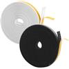 VQBKHO 2 Rotoli Guarnizione Adesiva per Finestre e Guarnizione per Porta 9x2mm Bianco e nero 6m Ciascuno per Fessure 1-2mm guarnizione per Finestre legno Alluminio Porta Finestra