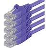 1aTTack.de 85256 5x 0,25m Violet Cavo di rete Cat6 Cat 6 Ethernet LAN 1000 Mbit/s RJ45