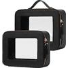 Popvibe Beauty case trasparente da viaggio, borsa cosmetica trasparente con cerniera, organizer portatile per trucchi, borsa compatta da viaggio per auto essenziale