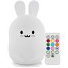 Tekemai Luce notturna, Lampada da comodino in silicone morbido Safe 9 colori con telecomando, Lampada LED multicolore ricaricabile per bambini Camera da letto/regalo per bambini - Coniglietto