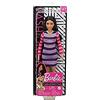 Barbie- Fashionistas, Bambola Castana, Abito a Righe, Scarpe e Collana, Giocattolo per Bambini 3+Anni, GHW61