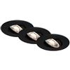 Briloner Leuchten - Set di 3 lampade da incasso a LED, lampade da soffitto, da 5 watt ciascuna, moduli a LED orientabili, 460 lumen ciascuna, 3.000 Kelvin, IP44, nero opaco, 90x24mm (DxH)