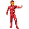 Rubie's Rubies Costume Iron Man Deluxe per bambino e bambina, Tuta con petto musculoso, copristivali e maschera, Ufficiale Marvel per Natale, Carnevale, Halloween e Cosplay