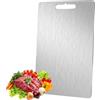 Octonyluck Tagliere in Titanio Per Cucina, Tagliere da Cucina in Acciaio Inox 304, Taglieree Acciaio Multifunzione, Acciaio Inox Doppio Lato per Carne, Pane, Verdure e Frutta (29L x 20B cm)