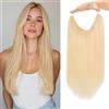 MY-LADY Extension Capelli Veri con Filo Invisibile, Secret Wire Hair Extensions 45cm Biondo Platino Extension Un Pezzo Naturale per Donna #60 Colori 65g con Cordino Regolabile