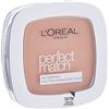 L'Oreal Paris L'Oréal Paris Trucco in polvere compatta opacizzante con SPF 8, con specchio e spugna, Perfect Match Polvere n. 7.D/7.W Golden Amber, 9 g