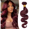 SEGO Extension Matassa Capelli Veri Tessitura Virgin Human Hair Ricci Mossi 100g/pack Hair Extensions Rosse da Cucire Umani Brasiliani 40cm #99J Vino Rosso