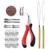 YANTAISIYU Kit di extension per capelli: 500 pezzi 2.5mm nano anelli, I-tip pinze per capelli, ago extension (marrone chiaro)