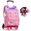 SYDARSYN Zaino Trolley Scuola per Ragazze, Zaino con Ruote per Scuola e Viaggio, Viola