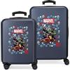 Marvel Avengers Team Set di valigie, 55/68 cm rigida ABS chiusura a combinazione laterale 104 6 kg 4 ruote doppie bagaglio a mano, Blu (Marino)