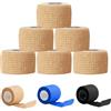 KATLKIU 6 Rotoli Benda Elastica Autoadesiva, Bendaggio Autoadesivo Traspirante, Fasciatura Coesiva per Sport e Uso Medico, per Ginocchio, Caviglia, Braccia e Mani (pelle, 2.5CM x 4.5M)