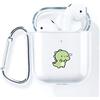 AKABEILA Cover AirPods Case, compatibile con AirPods 2 e 1 cover trasparente custodia protettiva per AirPods 2 Case (LED anteriore visibile) Moschettone antiurto custodia motivi carini, Dinosauri
