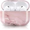 Newseego Cover Rigida per PC Compatibile con AirPods Pro 3 Generazione 2025, Disegno del Modello di Marmo per le Ragazze e le Donne Custodia Protettiva Antiurto per Apple AirPods Pro 3 Gen-Rosa Chiaro