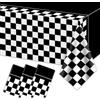 PIXHOTUL 4 pezzi tovaglie auto da corsa, decorazioni per feste di compleanno auto da corsa copertura da tavolo in plastica a scacchi neri per festa a tema auto da corsa compleanno ragazzo, 220 x 130 cm
