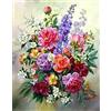 OWN4B - Kit per punto croce stampato con fiori colorati, 11 ct, 36 x 46 cm, kit per ricamo fai da te (fiori)