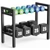 Josmimic Rastrelliera per manubri a 2 livelli, 50,8 cm, spaziatura regolabile, capacità 181,4 kg, per manubri Kettlebell Home Gym (solo rack)