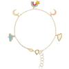 MILOR Bracciale oro 9Kt con catena forzatina e ciondoli colorati; Regalo nascita, battesimo, compleanno