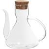 DRW Oliera in Vetro borosilicato da 250 ml con Tappo in Sughero Trasparente 13,5 x 9,5 x 9,5 cm