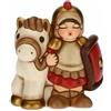 THUN - Statuina Presepe Soldato con Cavallo - Decorazioni Natale Casa - Linea Presepe Classico, Variante Rossa - Ceramica - 7,5 x 5,5 x 8,5 h cm