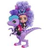 Mattel Cave Club Bambola Paleopupa Rebel con Capelli Ricci Viola, Vestito Preistorico e Dinosauro Viola, Giocattolo per Bambini 4+Anni, GXP24