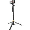 ayex Asta per selfie, 160 cm, con telecomando Bluetooth, supporto per cellulare, inclinazione a 3 vie, connettore da 1/4, per smartphone, fotocamera, vlog, viaggio