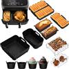 KIQIONE 12 pezzi Airfryer Accessori per Philips Airfryer Dual Basket serie 3000/5000 6L/3L, accessori per friggitrice ad aria calda, inserti in silicone con Philips Airfryer XXL 9L NA350/00, NA352/04, NA352