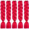 Cybelleza Treccine Extension Capelli Sintetici per Treccine Africane 5 Ciocche Trecce Jumbo Braiding Hair (Rosso)