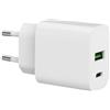 SPC 20W Fast Charger - Caricabatterie a muro USB-C + USB-A 20W | PD | Ricarica rapida e sicura per cellulari, tablet e accessori | Compatibile con iPhone, Samsung, SPC, Xiaomi e altri - Bianco