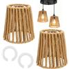 Mumjooyi Paralume Lampada 2 Pezzi Paralume Rattan Retrò Boho Larghezza 14 cm E27 E14 per Lampadario Soffitto Lampada da Tavolo Lampade da Terra Pendenti