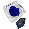 Passionefiori.it S 1081 Luxury Rose Stabilizzate Vere in Cubo più Spesso Luxury 8cm e Scatola Regalo Lusso, Cubo Rosa stabilizzata Blu, Rosa eterna