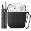 Inesore Compatible with AirpodsCase Cover, Soft Silicone Protective Case for Apple AirPods 2nd/1st Generation Charging Case with Keychain and Cleaner Pen, for Women Men-Black