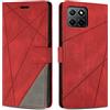 SONWO Cover per Honor X8 5G Custodia, Flip Caso in PU Pelle Case Cover Premium Portafoglio Custodia per Honor X8 5G, Supporto Stand, Slot per Schede, Rosso