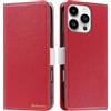 Butnyeoe Cover per iPhone 16 Pro Case,Custodia iPhone 16 Pro Libro,Trama Litchi PU Pelle Protettiva Portafoglio Flip/Folio Wallet Case Con Slot per Schede e Magnetica Supporto,Rosso