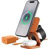 KU XIU X40 Turbo Qi2 25W Stazione di Ricarica, Caricatore Wireless 3 in 1 Pieghevole per iPhone 17/16/15/14/13/12/Air, 5W per iWatch & Auricolari Wireless, Design in Alluminio, Arancione Cosmico
