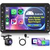 Rimoody 2G+64G Wireless Carplay Android Autoradio per Alfa Romeo 159 2004-2011 Brera Spider Sportwagon 7 Pollici Autoradio Android Auto GPS Navi WiFi Mirror Link Bluetooth FM/RDS/EQ/SWC Telecamera Posteriore