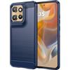 WJXEXRS Cover per Motorola Moto Edge 50 Neo, Custodia Spazzolata e Fibra di Carbonio Morbido Silicone TPU Slim Fit Case, Antiurto, Antigraffio, Antiscivolo, custodia Protezione Grado Militare -Blu