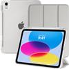 TiMOVO Cover per iPad 11 Generazione A16 11 Pollici 2025/iPad 10 Generazione 10,9 Pollici 2022 con Portapenne, Custodia con Supporto Retro Traslucido, Auto Sveglia/Sonno, Argento
