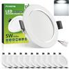 Forepin Faretti LED da Incasso per Cartongesso, 5W 450LM Luci da Soffitto Interno, Luce Freddo 6000K Ultrasottili IP44 Faretto Led Incasso per Bagno, Diametro Foro Ø68-80mm, AC 220-240V, Set di 12