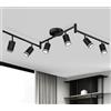 GeyouLux Lampada Faretti da Soffitto Orientabili, GU10 Faretti LED Soffitto Nero, Moderna Plafoniera LED Faretti 6 Luce, Lampadario Faretti per Cucina, Soggiorno, Cameretta (Senza Lampadina)