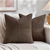 FDTERN Set di 2 Boho Federe de Cuscini per Divano 55x55 in Velluto a Coste，Moderno Morbido Motivo a Croce Decorativa Copricuscini per Divano Camera da Letto,Marrone Scuro