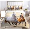 SHUAIG Set di biancheria da letto con Cavallo,3D set di biancheria da letto per bambini con motivo di cavalli animali e copripiumino, per bambini, ragazzi, adolescenti.(Due cavalli,200x200cm)