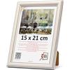 3-B Cornice portafoto Bari RUSTIKAL - Bianco/Nero - 15 x 21 cm (A5) - Cornice in legno, cornice portafoto con vetro acrilico