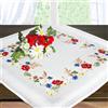 KAMACA Pacchetto punto croce Paradiso di fiori con Papaveri e Fiordalisi - Tovaglia ricamata 85 cm x 85 cm con bordo con punto a giorno - punti predisegnati - Filo 100 % Cotone - di alta qualità - pronto per essere lavorato - Tovaglia 85 x 85 - lavoro …