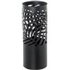 DRW Portaombrelli Rotondo con Foglie di Metallo Nero 49x19x19 cm