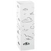 DRW Portaombrelli Quadrato con Nuvole in Metallo Bianco 49x15.5x14.5 cm